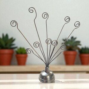 Silvertone Wire Photo Holder Christmas Card Tabletop Display Stand for 10 Photos